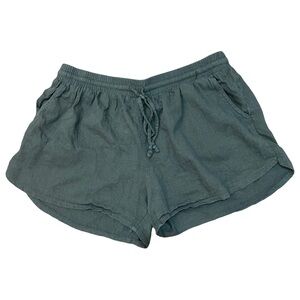 Olive green linen shorts